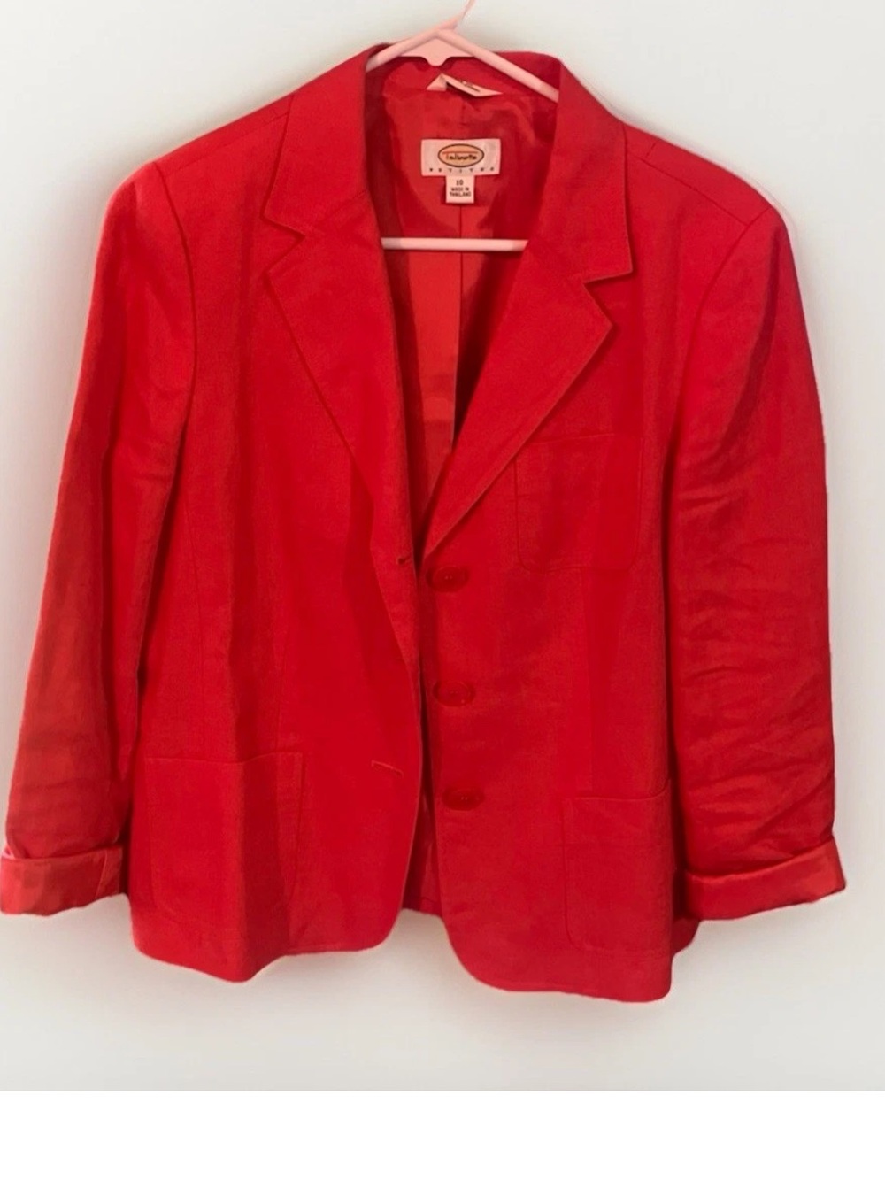Vintage Talbots Irish Linen Blazer Coral Petite 10 Coastal Preppy Chic Jacket